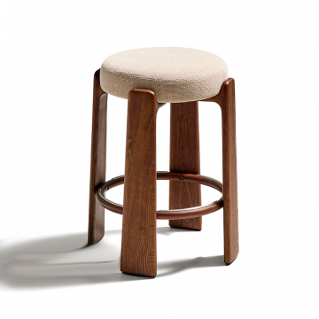 Granite Барный табурет из бежевого шенилла и массива ясеня в отделке орех 75 см