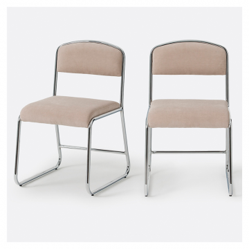 Комплект из 2 стульев с хромированным каркасом и тканевой обивкой Celestina  единый размер бежевый
