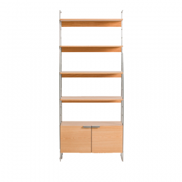 Винтажный стеллаж из дуба и хрома высота 190 см Watford каштановый