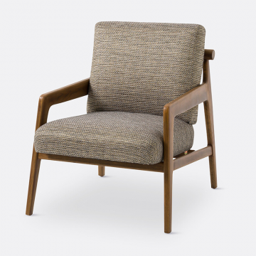 Кресло винтажное из ткани меланж и дуба Vinato  единый размер разноцветный