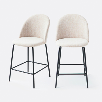 Комплект из 2 барных стульев с обивкой из ткани в мелкую крапинку Nordie  единый размер бежевый