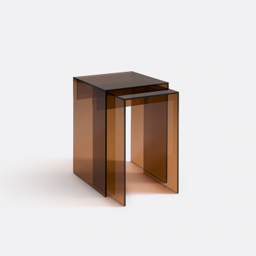 Комплект из 2 журнальных столиков из закаленного стекла Mendo  единый размер оранжевый