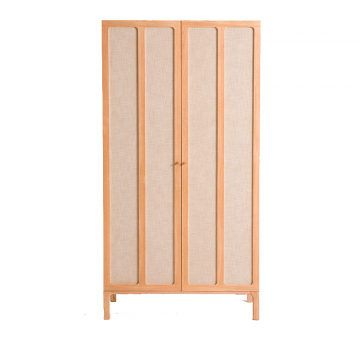 2-дверный шкаф ясень шпон и лен Esmara каштановый