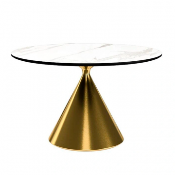 Стол круглый AXIS 120, керамика матовая, белая / опора золото