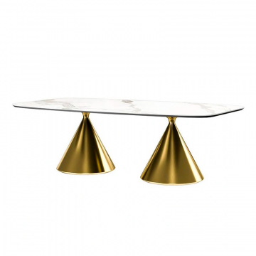 Стол овальный AXIS 200, керамика матовая, белая / опора золото