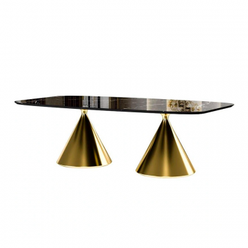 Стол овальный AXIS 200, керамика глянцевая, черная / опора золото