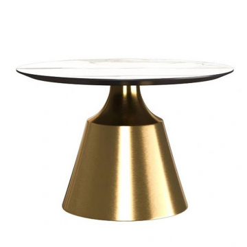 Журнальный стол Lucas 60, керамика матовая, белая / опора золото