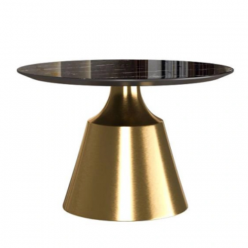 Журнальный стол Lucas 60, керамика глянцевая, черная / опора золото