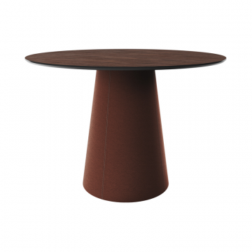 Стол обеденный Lagom D 110 см (орех / кирпичный, кожа)