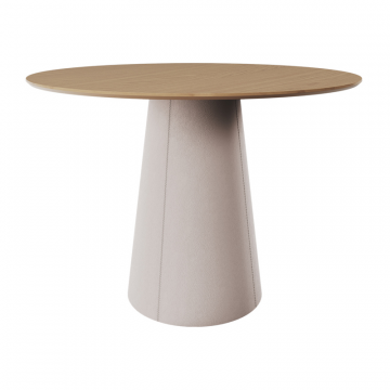 Стол обеденный Lagom D 120 см (натуральный дуб / бежевый, кожа)