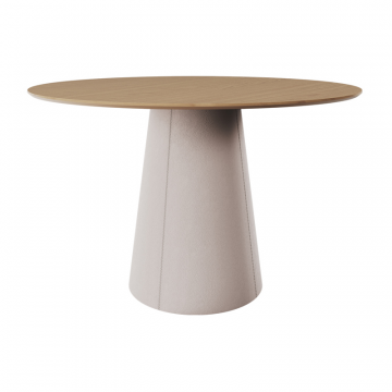 Стол обеденный Lagom D 120 см (натуральный дуб / бежевый, кожа)