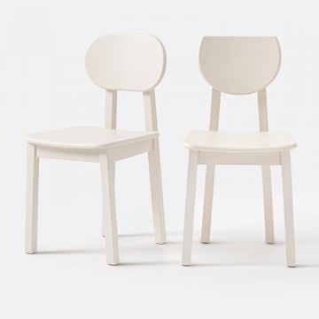 Комплект из 2 стульев из ясеня Tribal  единый размер белый