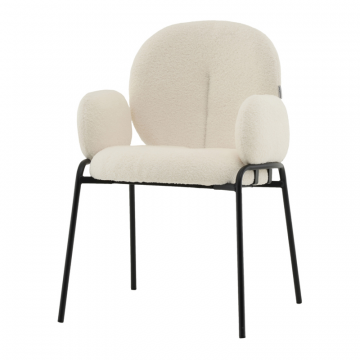 Стул с подлокотниками Моллек букле молочный