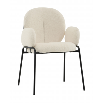 Стул с подлокотниками Моллек букле молочный