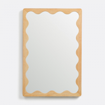 Зеркало с волнистым краем шпон гевеи Lia  единый размер бежевый