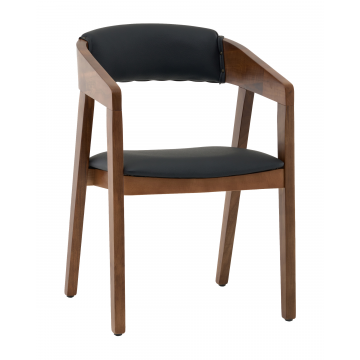 Стул Вудкерри S каркас дерево цвет темный орех экокожа черный