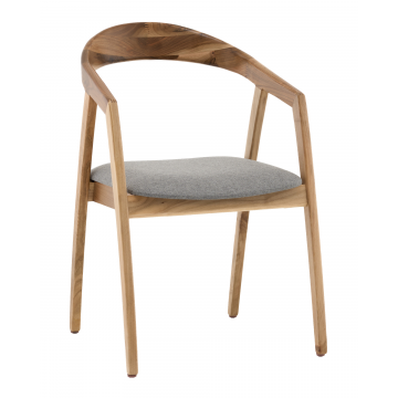Стул Вудмилан каркас дерево цвет натуральный орех рогожка серый