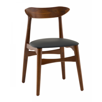Стул Вудсимпл каркас дерево цвет темный орех экокожа черный
