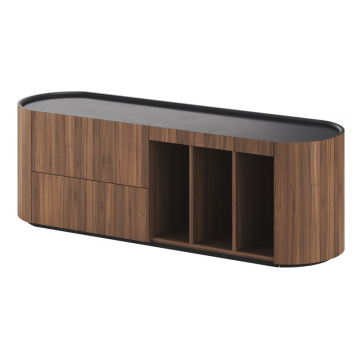 Тумба Lagom под ТВ 2 ящика 3 ниши ширина 140 см (орех, черный)
