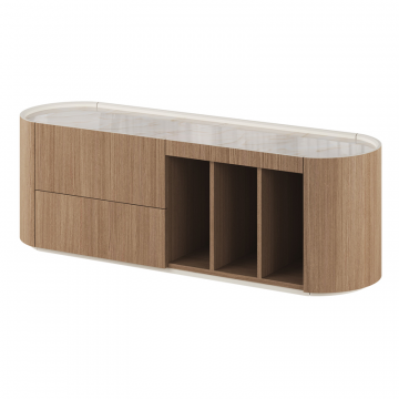 Тумба Lagom под ТВ 2 ящика 3 ниши ширина 140 см (натуральный дуб, камень LC)