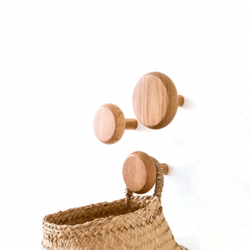 Комплект из трех крючков-вешалок из дуба Kanca бежевый