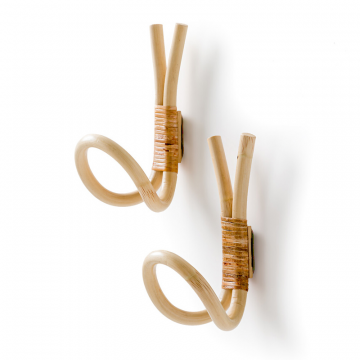 Комплект из двух крючков для одежды из ротанга Malu  единый размер бежевый