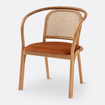 Кресло для столовой из дуба и плетения Joana  единый размер оранжевый