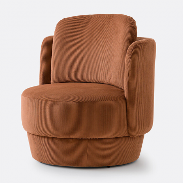 Кресло вращающееся из рифленого велюра Baltimore  единый размер каштановый