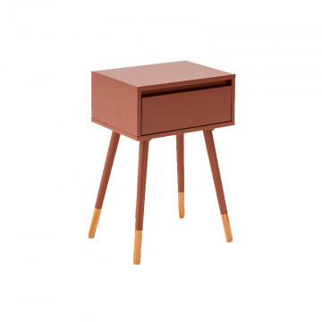 Прикроватная тумбочка на ножках с выдвижным ящиком Janik каштановый
