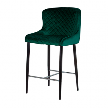 Стул полубарный DOBRIN CHRISTIAN'65, черные ножки, зеленый велюр (V108-64)