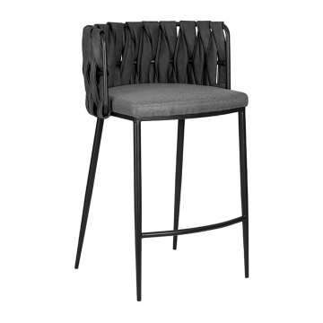 Стул полубарный DOBRIN AMELIA COUNTER, серая ткань (F-48), темно-серый винтажный PU (MF-12)