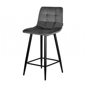 Стул полубарный DOBRIN OLIVIA, черные матовые ножки, темно-серый велюр (108-91)