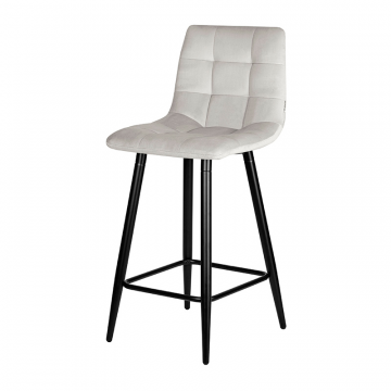 Стул полубарный DOBRIN OLIVIA, черные матовые ножки, светло-серый велюр (108-52)