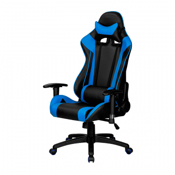 Кресло игровое DOBRIN BRIAN, черно-синяя экокожа