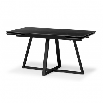 Керамический стол Памелла 120 (180) х 80 черный мрамор / пленка черная шагрень / черный