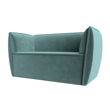 Диван кухонный прямой Бергамо 2-х местный Бирюзовый, Велюр