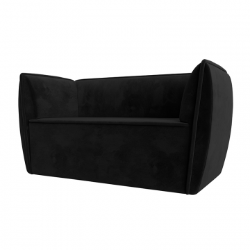 Диван кухонный прямой Бергамо 2-х местный Черный, Велюр