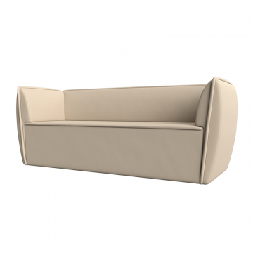 Диван кухонный прямой Бергамо 3-х местный Бежевый, Экокожа
