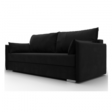 Диван прямой Сайгон, Черный, Микровельвет