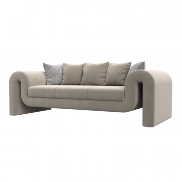 Диван прямой Волна бежевый; серый, Микровельвет; Велюр