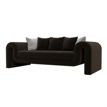 Диван прямой Волна, коричневый; серый, Микровельвет; Велюр