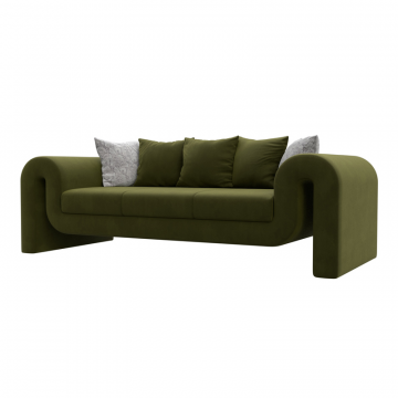 Диван прямой Волна, Зеленый; Серый, Микровельвет; Велюр