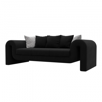 Диван прямой Волна, Черный; серый, Микровельвет; Велюр