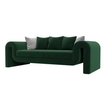 Диван прямой Волна, Seven 626 зеленый;Seven 17 серый, Велюр