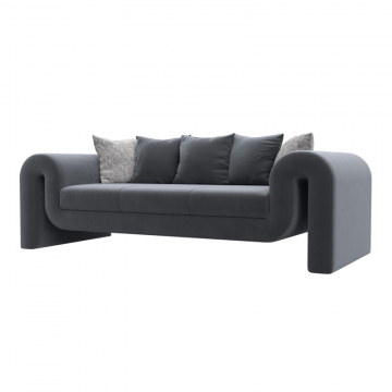 Диван прямой Волна, SEVEN 17 серый, Велюр