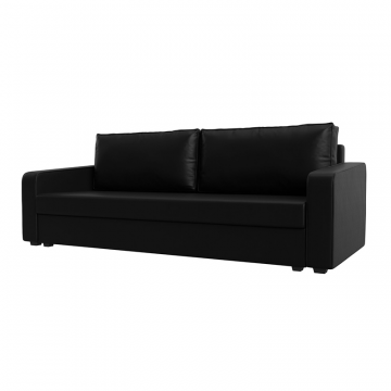 Диван прямой Лига-009 Черный, Экокожа