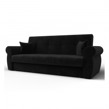 Диван-книжка Лига-019, SEVEN 35 черный, Велюр