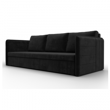 Диван прямой Слим, SEVEN 35 черный, Велюр