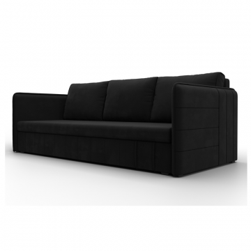 Диван прямой Слим, Черный, Микровельвет