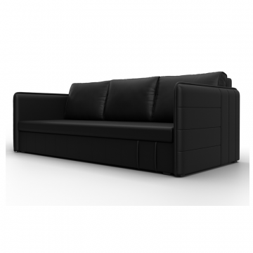Диван прямой Слим, Черный, Экокожа